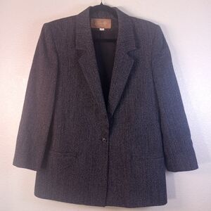Saville Vintage Grey Wool Classic Preppy Blazer Black  White Checks Academia 10